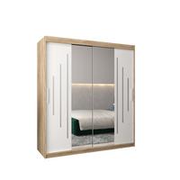 SCHWEBETÜRENSCHRANK 200/180/62 2-türig - Silberfarben/Weiß, Holz/Kunststoff (180/200/62cm) - Abiks Möbel