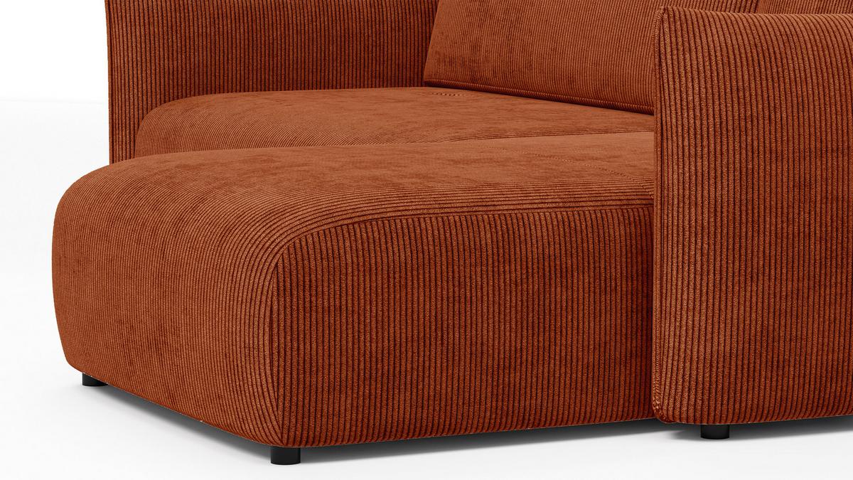 ECKSOFA TAUER 3-Sitzer links, orange - Schwarz/Orange, Holz/Textil (248/173cm) - Wozimo