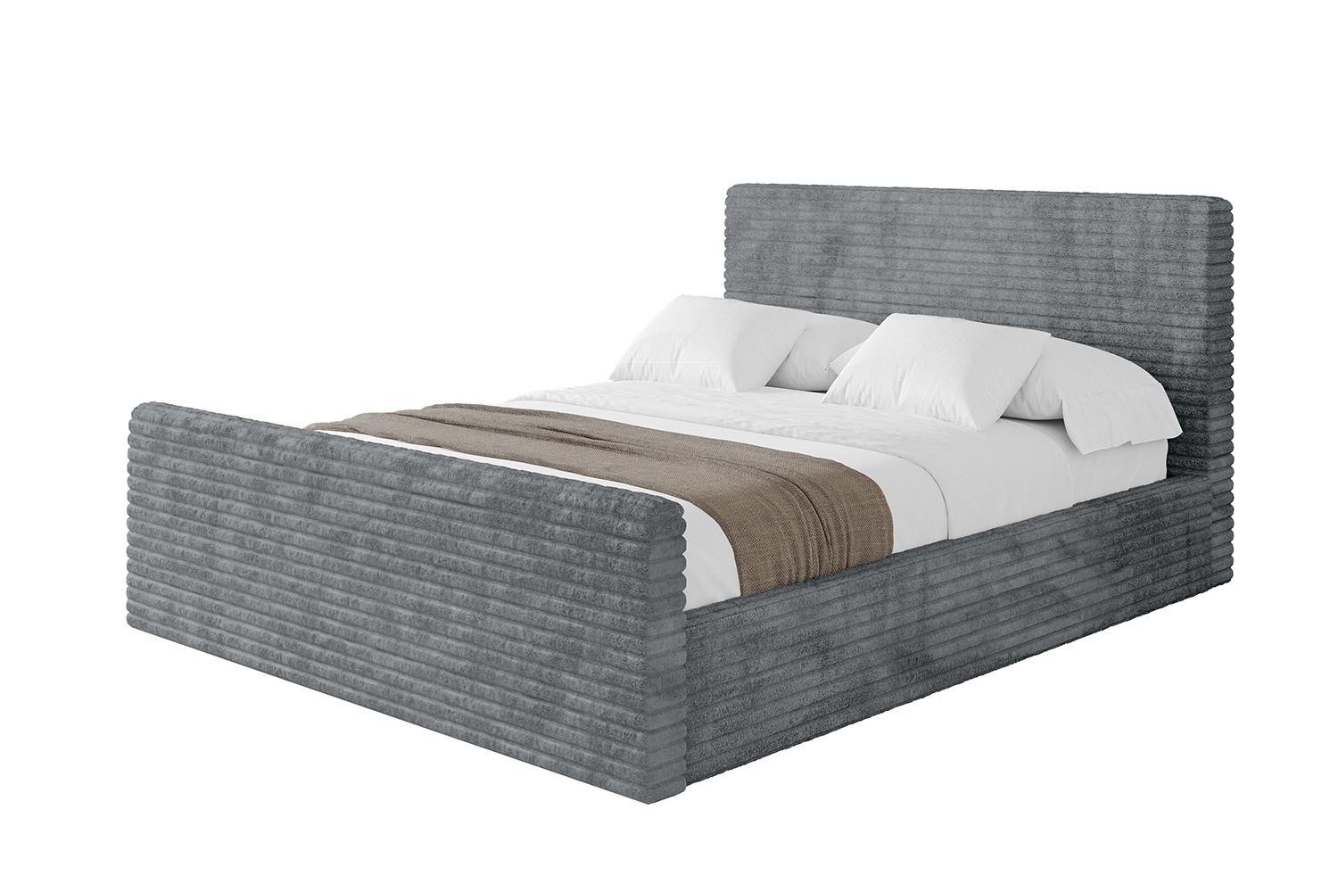 POLSTERBETT mit Bettkasten, Fußteil und Lattenrost, Boxbett ohne Matratze - ALOVA-Z 120x200 Dunkelgrau - Dunkelgrau, Holzwerkstoff/Textil (120/200cm) - ALTDECOR