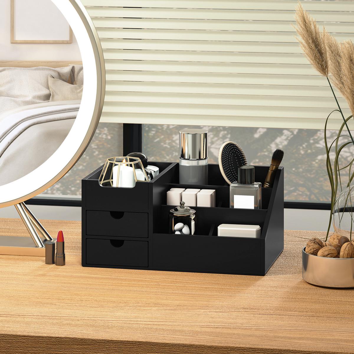 SCHREIBTISCHORGANIZER Bambus Schwarz - Schwarz, Holz (20.5/33/15.5cm) - HOMCOM