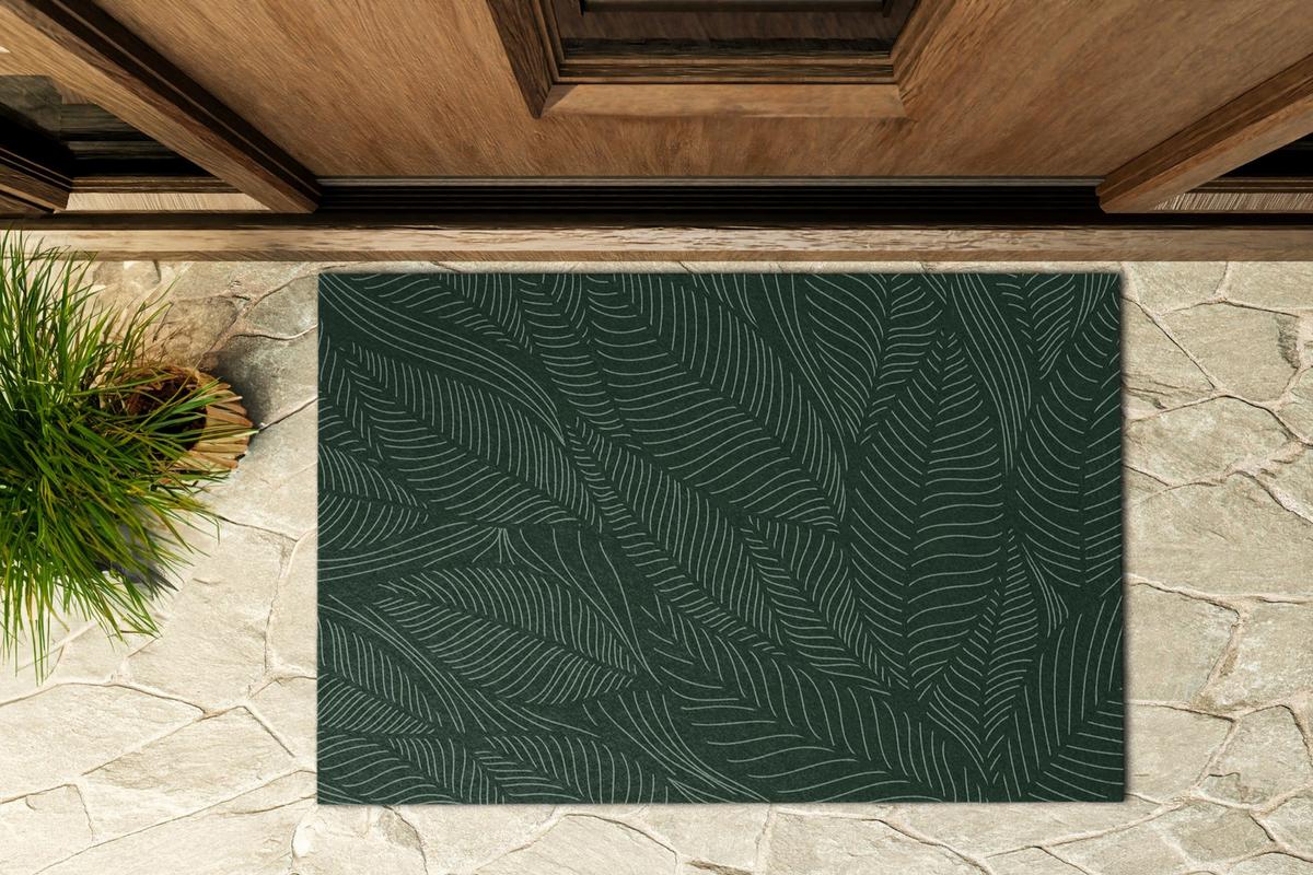 FUSSMATTE 60 x 40 cm Flora Muster - Grün, Textil (60/40cm) - TULUP