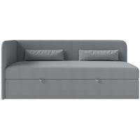 JUGENDBETT Calmmo Dunkelgrau mit Chenille-Bezug, Kopfteil links - Dunkelgrau, Textil (90/200cm) - Selsey