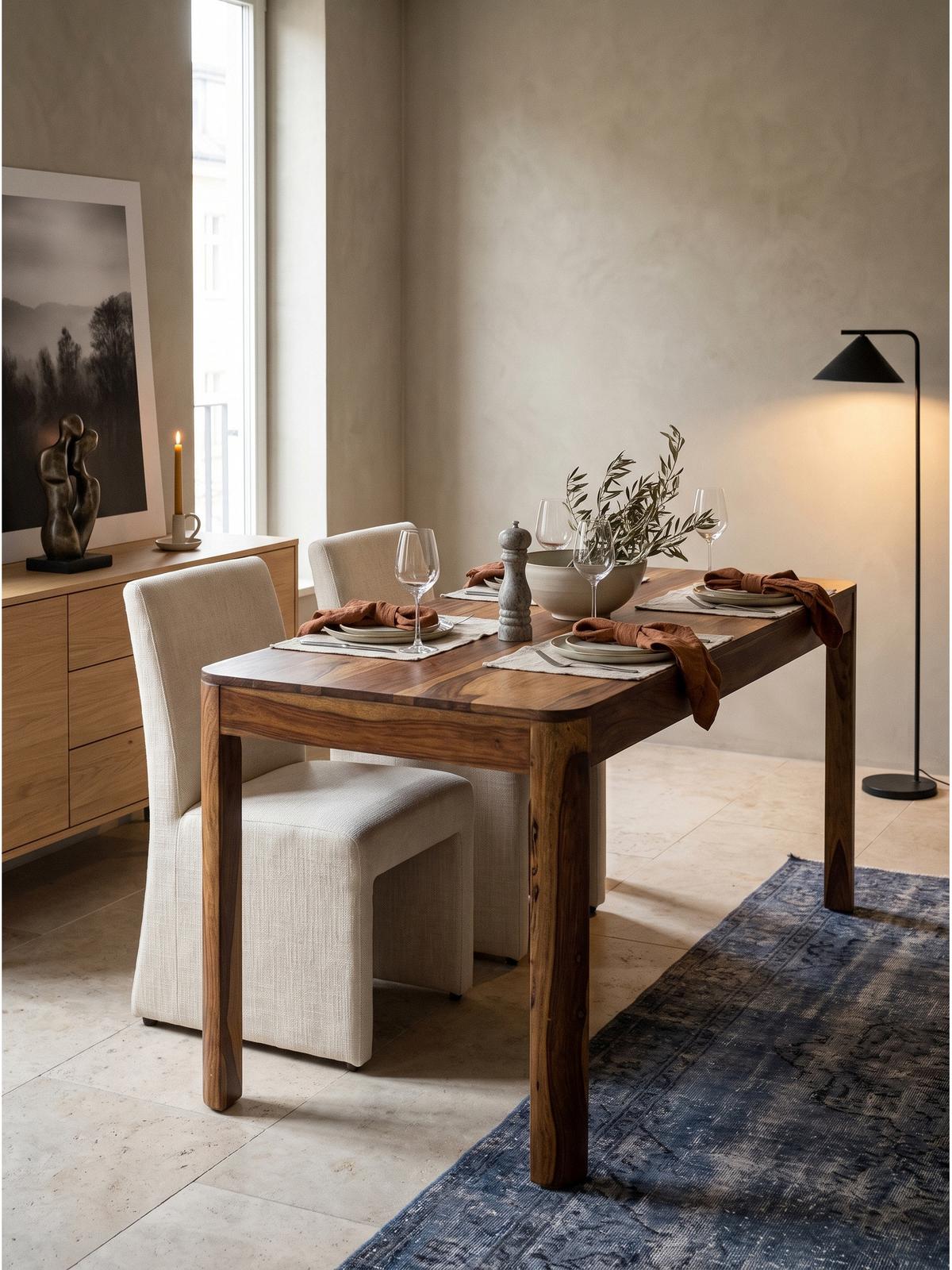 ESSTISCH CHARENTE, Dunkles Massivholz, handgefertigt, 120 x 60 x 76 cm - Braun, Holz (60/120/76cm) - KADIMA DESIGN