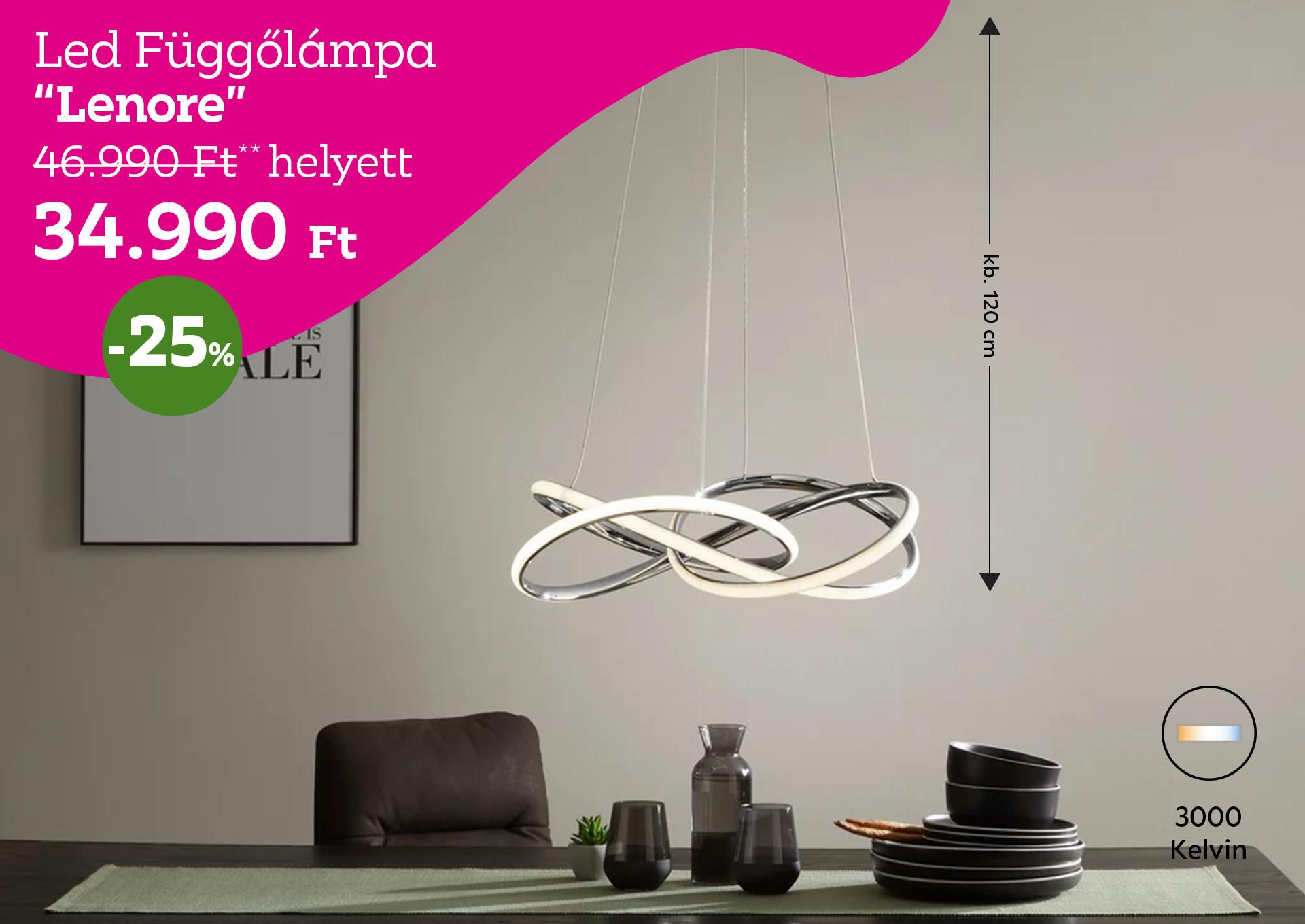 LED függőlámpa LENORE 46990 Forint, helyett 34990 Forint, kedvezmény mértéke 25%