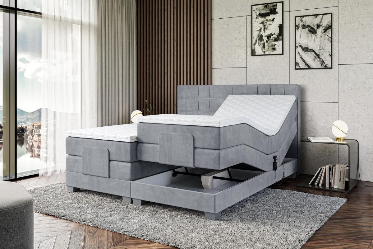 BOXSPRINGBETT elektrisch verstellbar mit 2 Matratzen H4/Taschenfederung OSTO EL 160 x 200 Hellgrau - Hellgrau, Holzwerkstoff (167/200cm) - ALTDECOR