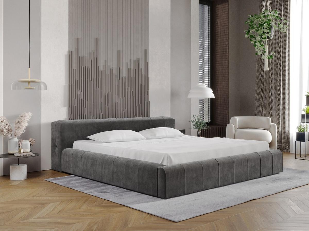 POLSTERBETT Lipari 140x200 Dunkelgrau - Dunkelgrau/Naturfarben, Holz/Textil (140/200cm) - Graingold