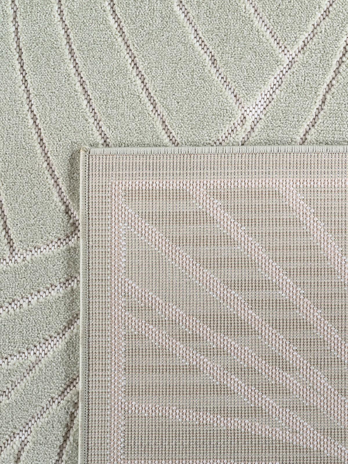 TEPPICH Outdoor, Fußbodenheizung-geeignet, mit Blattmotiv, ENGADIN in Salbeigrün, 120 x 170 cm - Grün, Textil (120/170cm) - KADIMA DESIGN