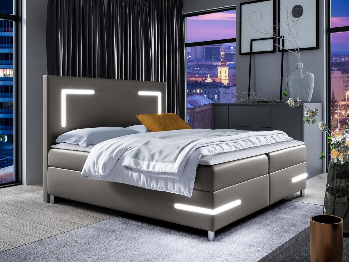 BOXBETT Delos LED - H3 - Grau, Holz (160/200cm) - MIRJAN24