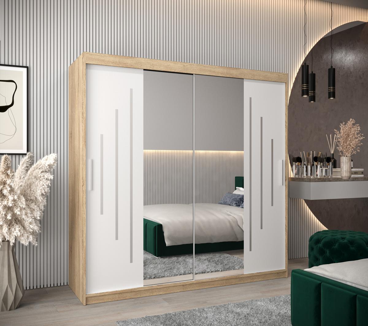 SCHWEBETÜRENSCHRANK 200/200/62 2-türig - Silberfarben/Weiß, Holz/Kunststoff (200/200/62cm) - Abiks Möbel