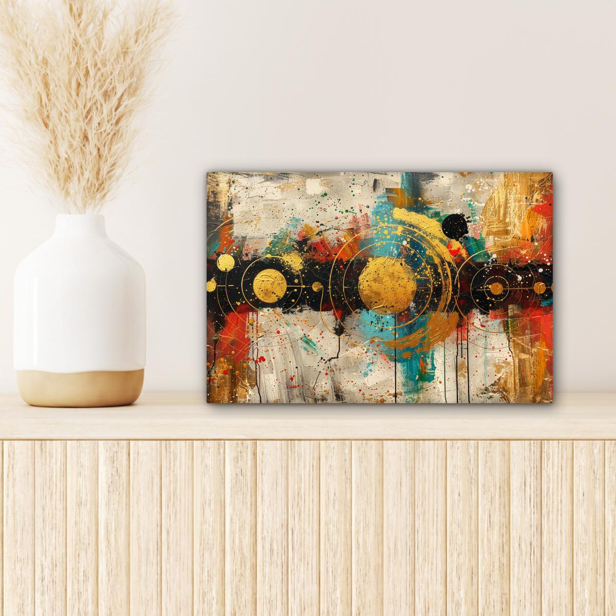 LEINWANDBILD Abstrakt - Kunst - Gold - Modern Deko Schlafzimmer 30x20 cm - Multicolor, Textil (30/20cm) - MuchoWow