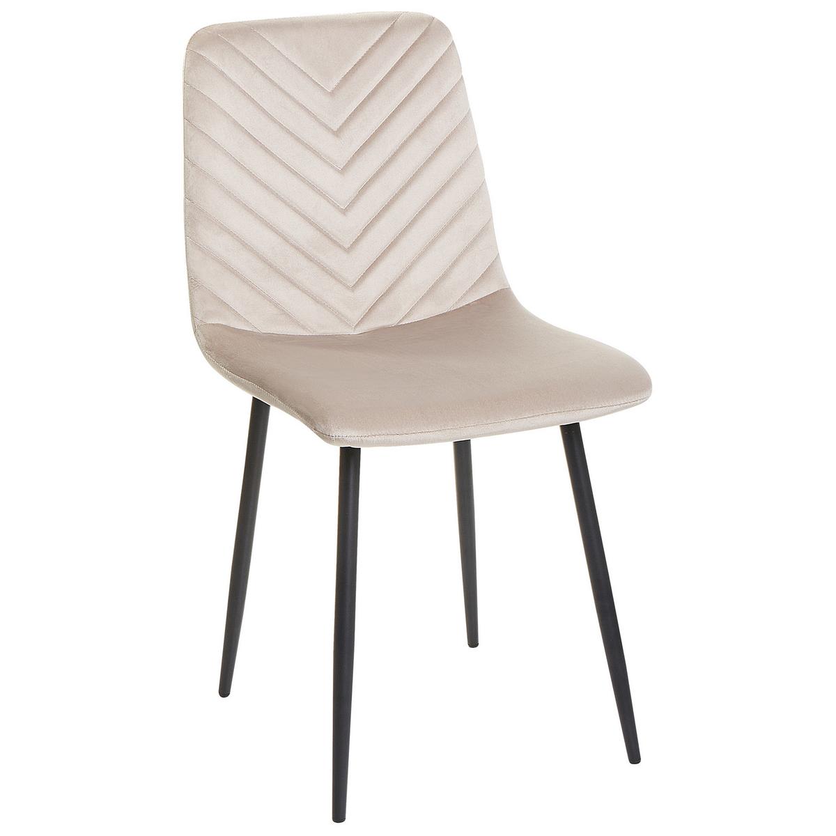 ESSZIMMERSTUHL 4er-Set Samtstoff Taupe Havre - Beige/Schwarz, Textil (45/88/62cm) - Beliani