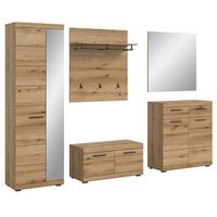GARDEROBE Set 5-teilig Evoke Eiche 272 cm, Flurmöbel mit viel Stauraum - Eichefarben/Schwarz, Glas/Holzwerkstoff (272/197/40cm) - Inn.Furn