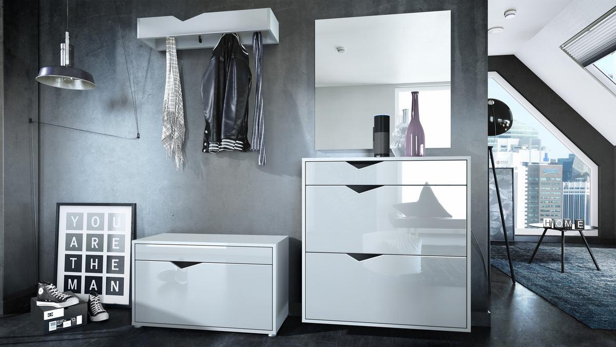 GARDEROBE Kolmio Fronten in Weiß Hochglanz - Weiß Hochglanz, Holzwerkstoff (190/185/33cm) - Vladon