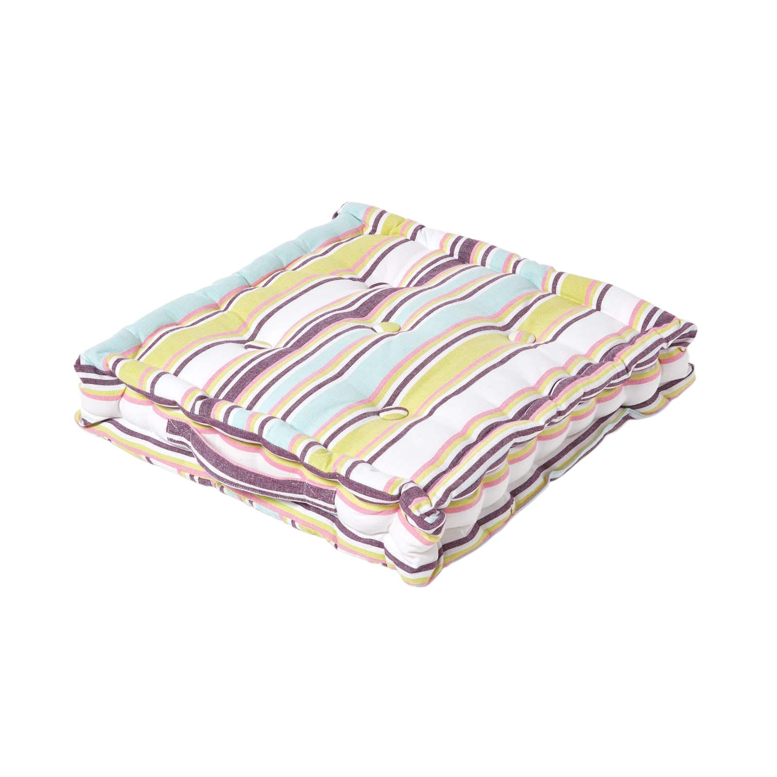 SITZKISSEN Osaka bunt gestreift 40/40/8 cm - Grün, Textil (40/40/8cm) - Homescapes