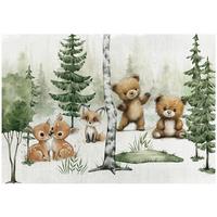 FOTOTAPETE Wald Tiere Grün 312x219 cm - Multicolor, Textil (312/219cm) - Wallarena
