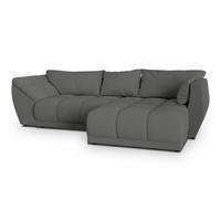 ECKSOFA ORENTI R-S Grau Boucle-Stoff mit Schlaffunktion - Grau, Holz (287/182cm) - MASSENO
