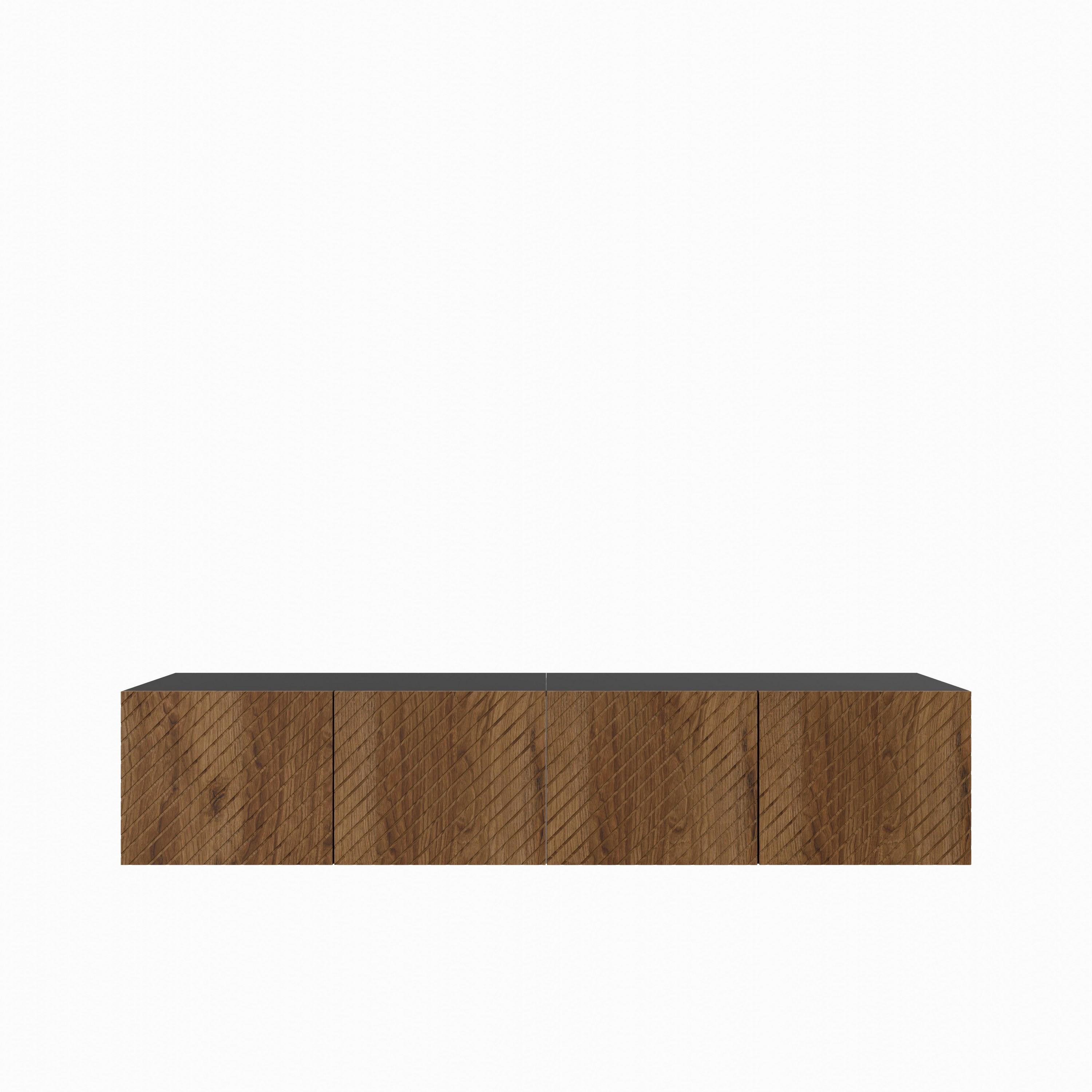 LOWBOARD CAVA 200/41/40 cm, Hängender TV-Schrank Schwarz / Eichefarben - Eichefarben/Schwarz, Holzwerkstoff (200/41/40cm) - MASSENO