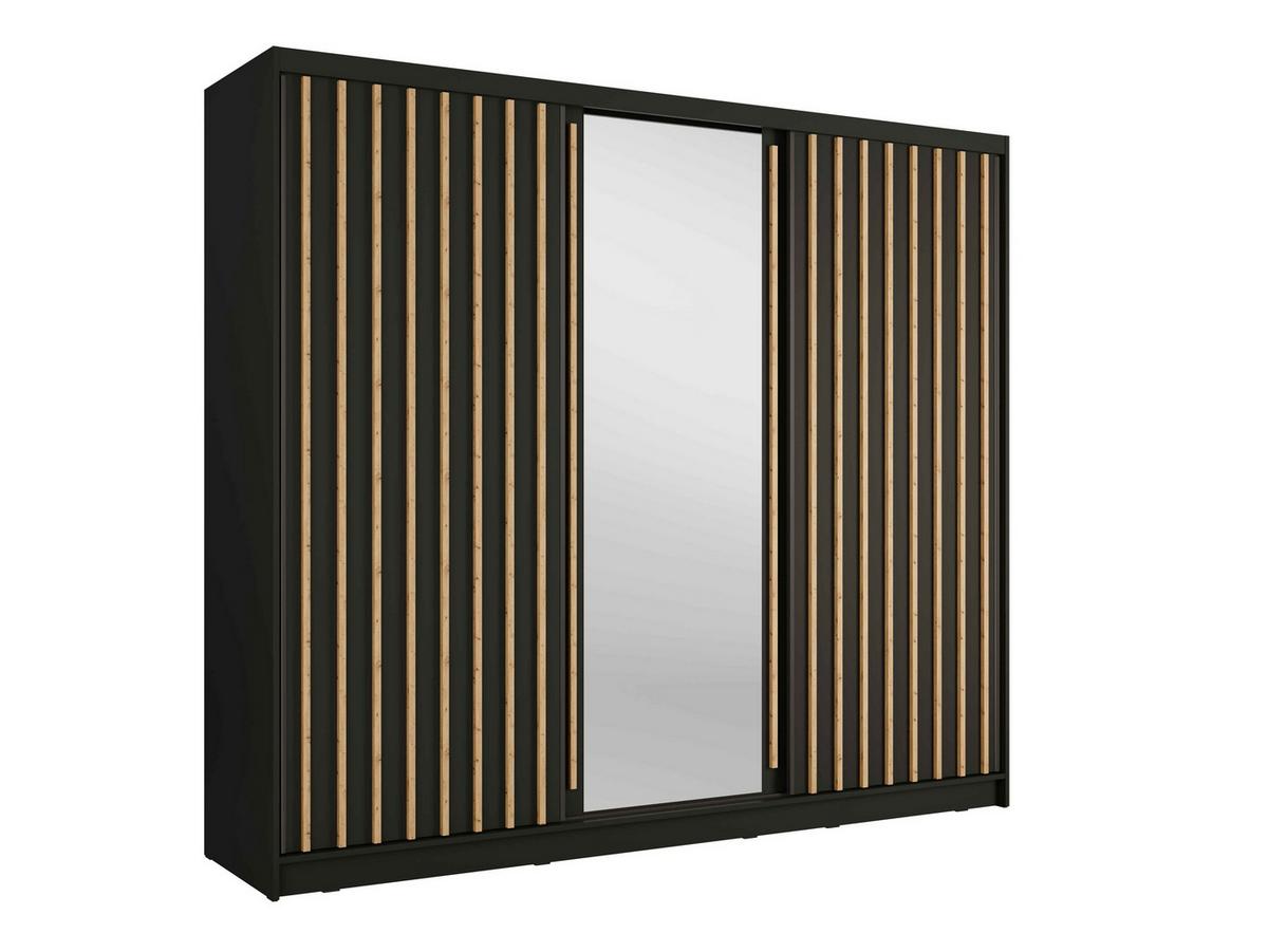 SCHWEBETÜRENSCHRANK VEYDAR 248/215/62cm 3-türig mit Spiegel Grau - Grau, Holzwerkstoff (248/215/62cm) - MASSENO