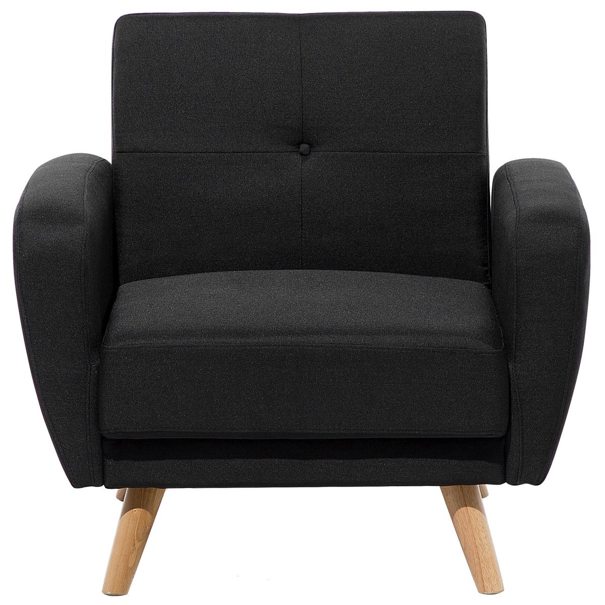 SESSEL Polsterbezug Schwarz Florli - Schwarz, Holz/Textil (89/82/85cm) - Beliani