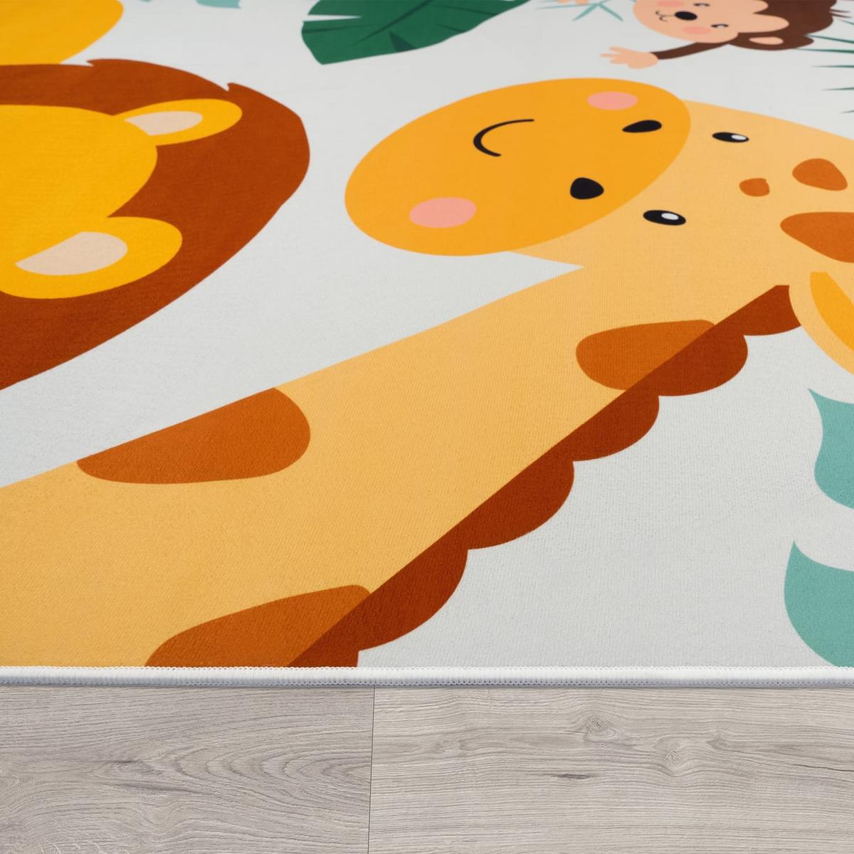KINDERTEPPICH Waschbar, mit Dschungeltiere‑Muster, Beige, 80 x 150 cm - Beige, Textil (150/80cm) - KADIMA DESIGN
