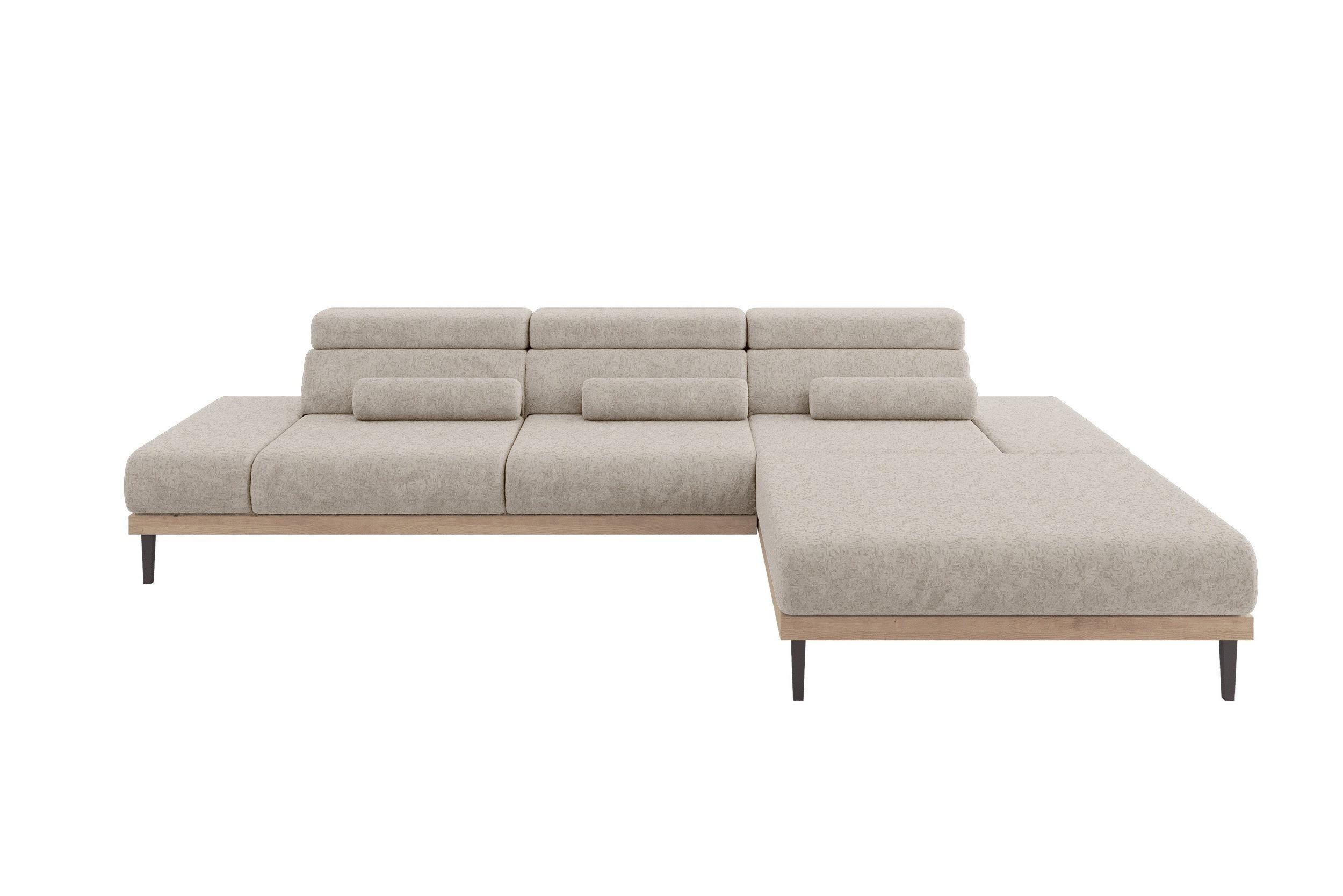 ELEKTRISCHES ECKSOFA Rechts MONA 316x205x85 Beige Velours - Beige, Holzwerkstoff/Textil (316/205cm) - ALTDECOR