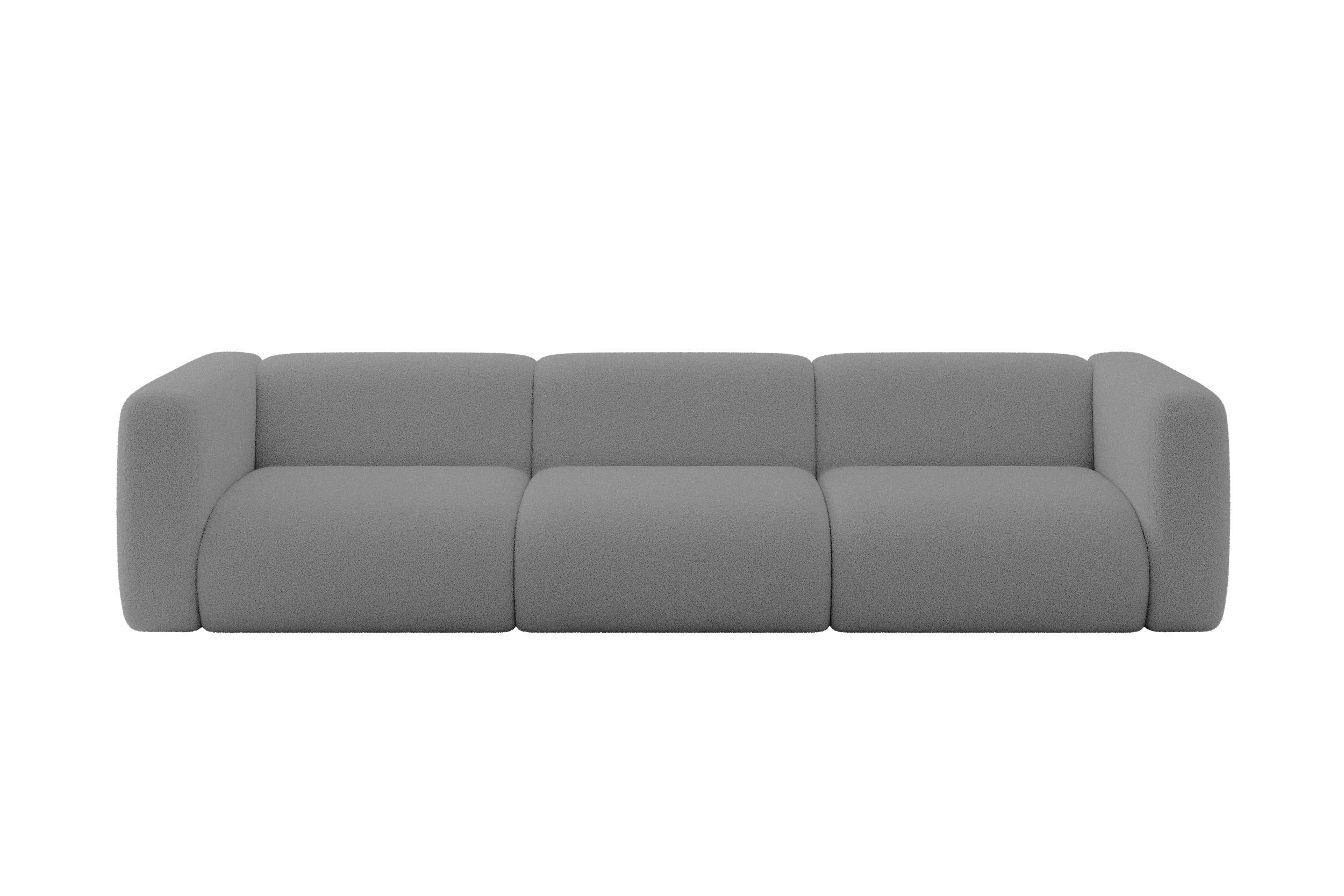 MODULARES Sofa 3-SITZER MIRA-S2 319x89x70 Grau cm Bouclé - Platinfarben/Schwarz, Holzwerkstoff/Kunststoff (319/70/89cm) - ALTDECOR