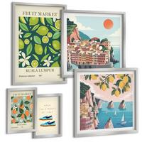 BILDER SET 5er Set - 50x50 cm & 20x30 cm & 40x60 cm Silberner Rahmen - Stadtansichten Paris London Frankreich - Silberfarben, Kunststoff (40/60cm) - TULUP