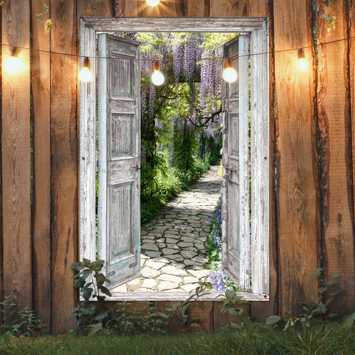 GARTENPOSTER Aussicht - Wald - Steine - Frühling Bild 120x180 cm - Hellgrau, Kunststoff (120/180/0.2cm) - OnlyWow