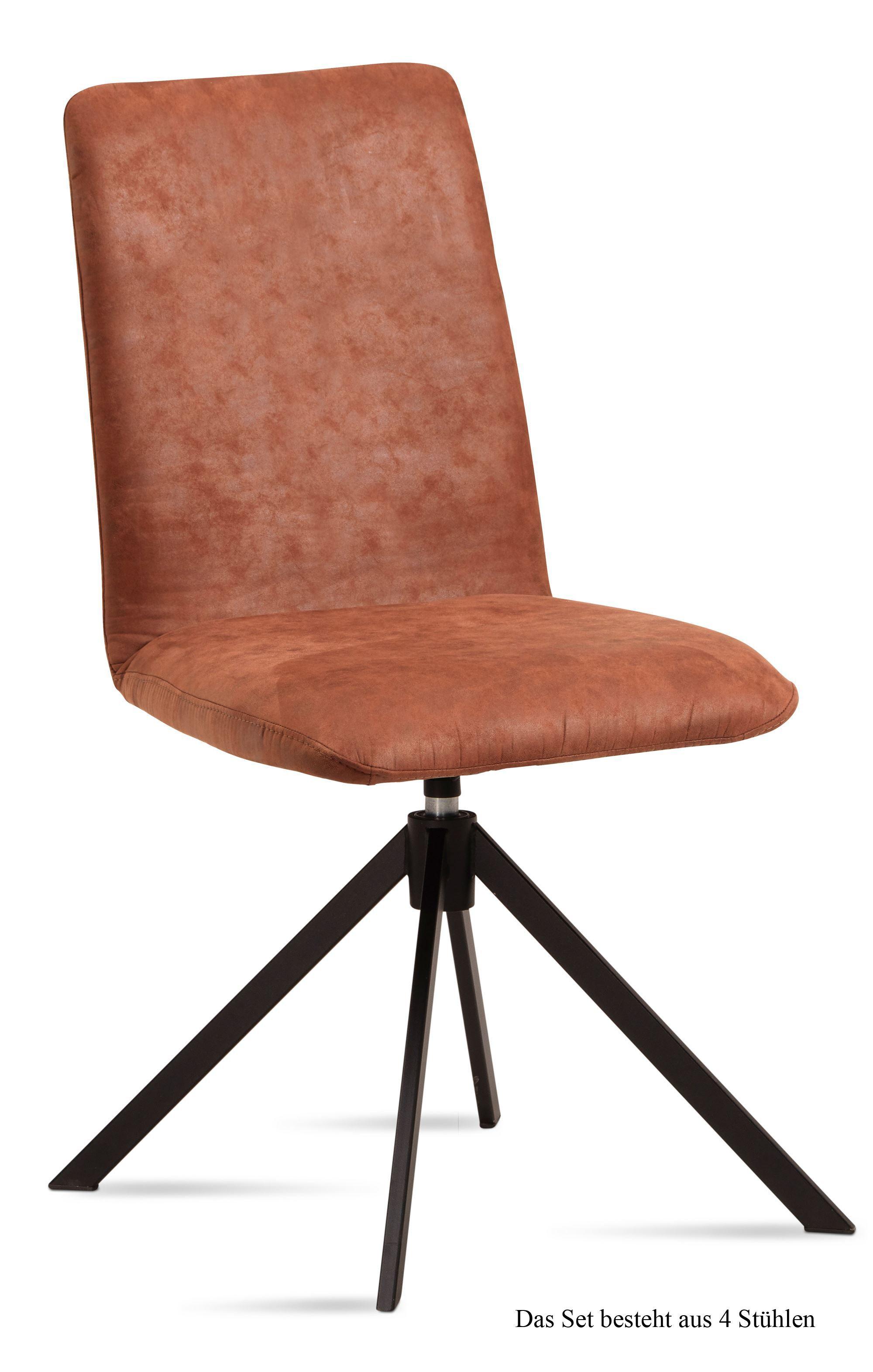 ESSZIMMERSTUHL drehbar (4er-Set) Deanne 47x92x60 Schwarz/Cognac - Cognac/Schwarz, Kunststoff (60/92/47cm) - 58aufmkessel