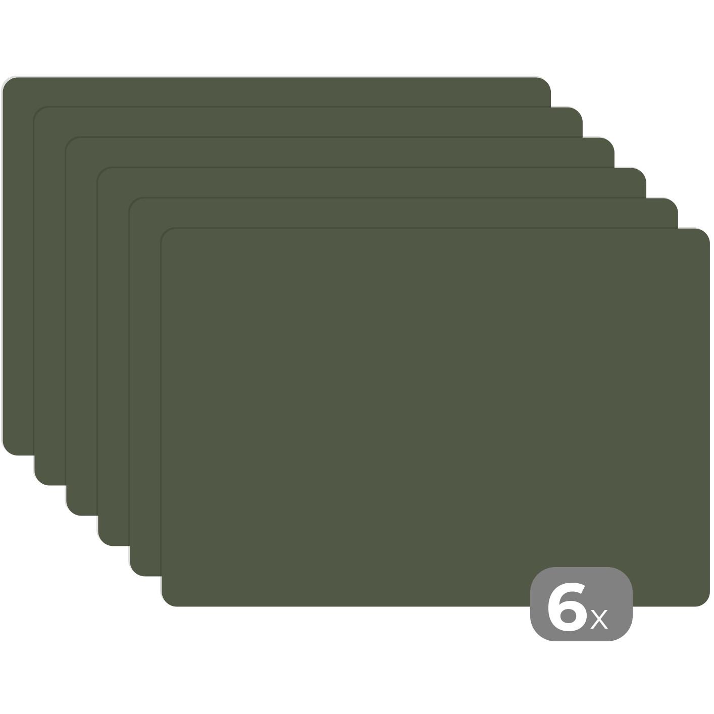 PLATZSETS 6er-Set Grün - Einfarbig - Olivgrün Platzdeckchen 45x30 cm - Waldgrün, Kunststoff (0.3/45/30cm) - MuchoWow