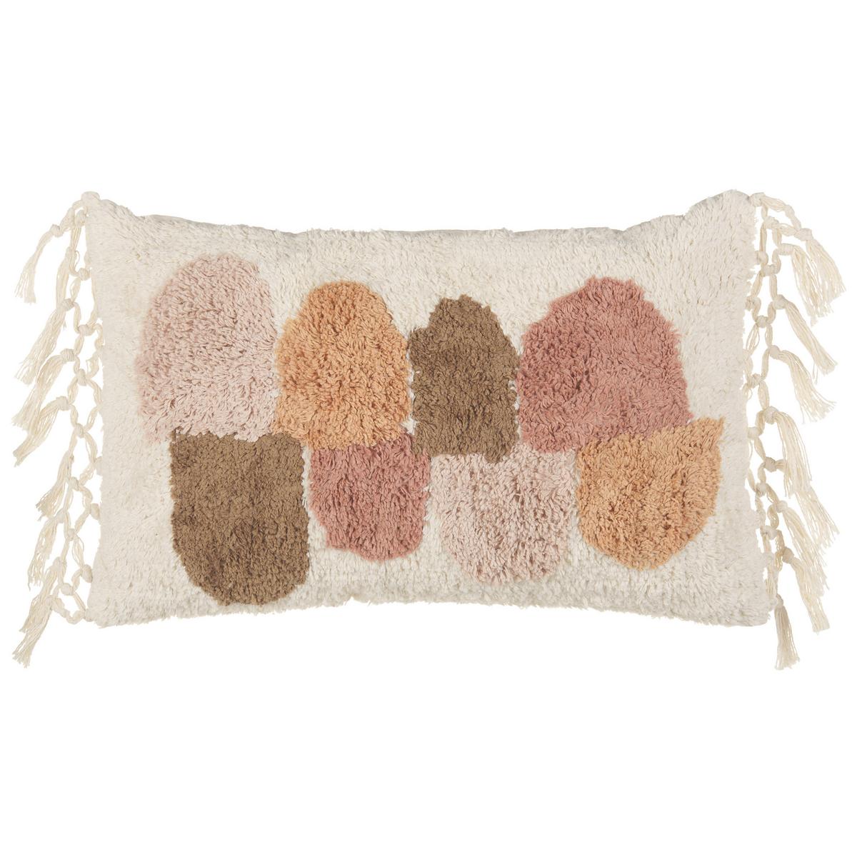 DEKOKISSEN 2er-Set Weiß 30/50 cm Caltha - Pink/Beige, Textil (30/50cm) - Beliani