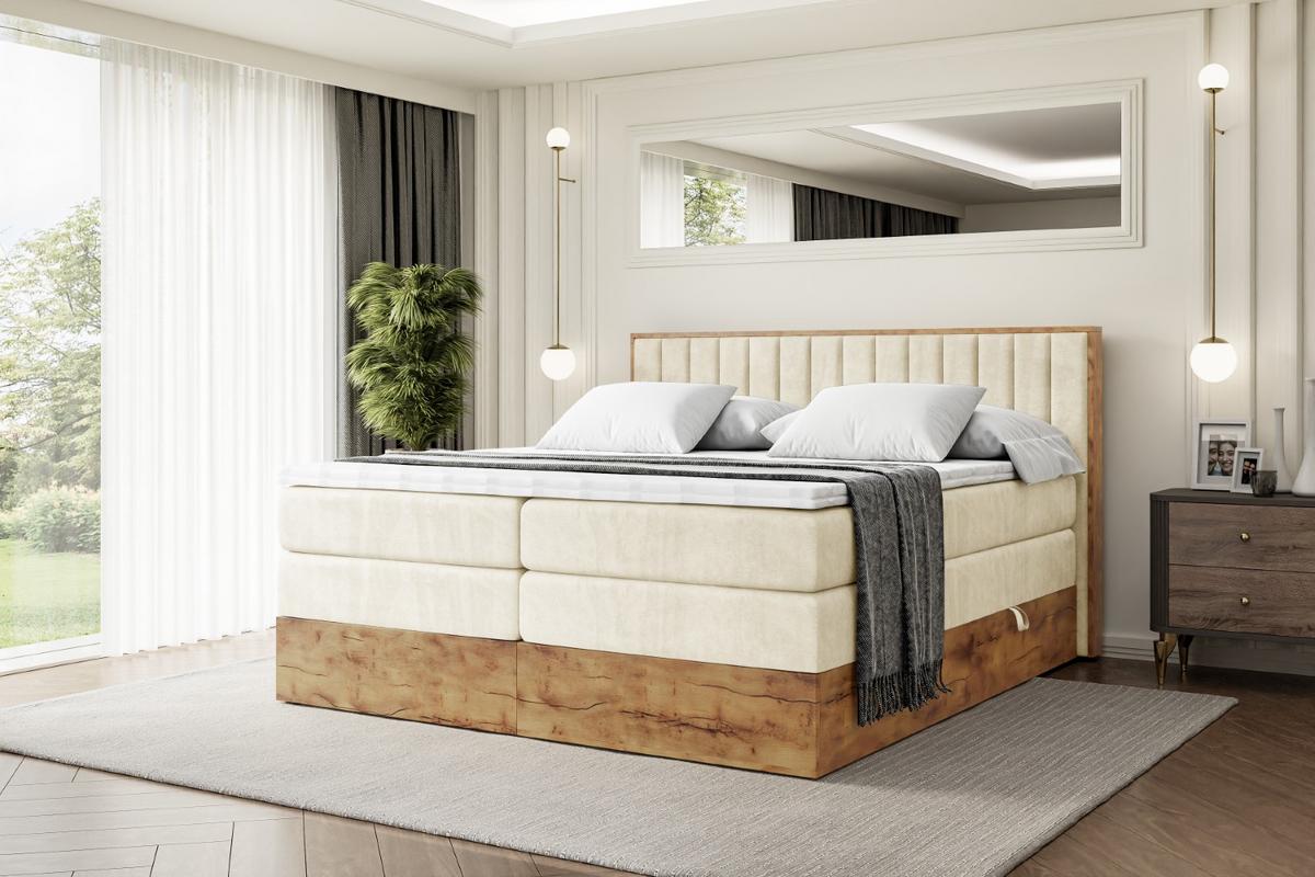BOXSPRINGBETT mit Matratze H3|H4 und Lattenrost - LOLLI4 KING-140x200 - Beige Monolith - Beige, Holzwerkstoff (140/200cm) - ALTDECOR