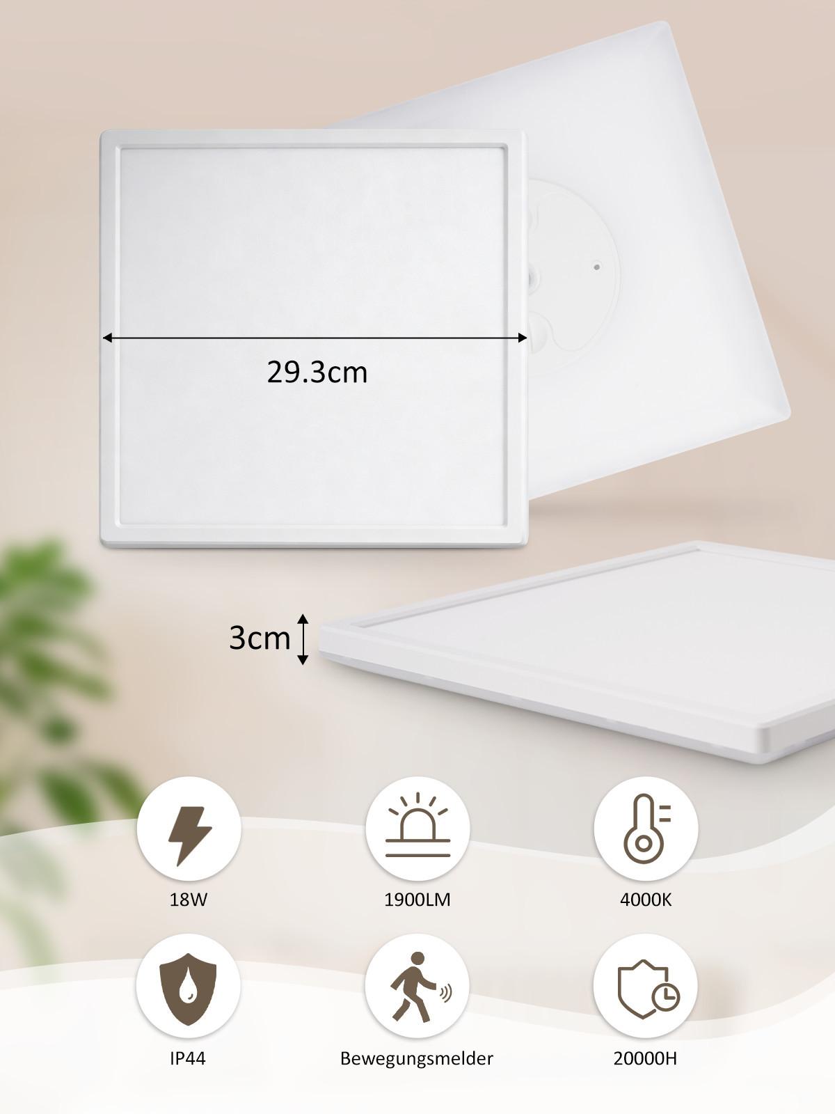 LED DECKENLEUCHTE Myxos 29.3/29.3/3 cm - Weiß, Kunststoff (29.3/29.3/3cm) - ZMH