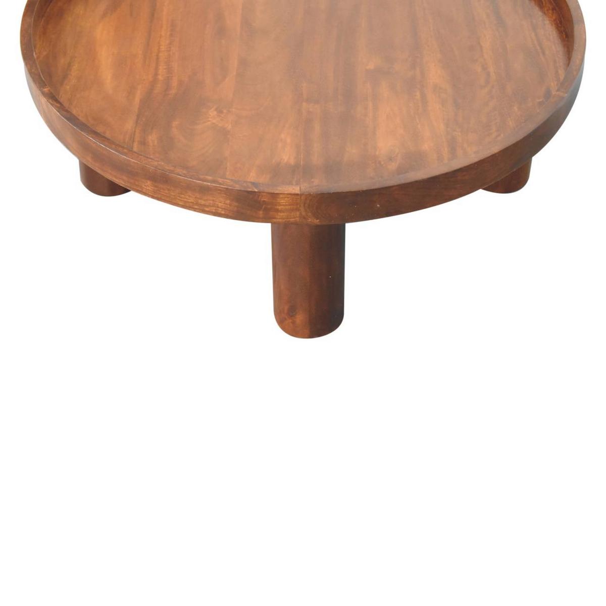COUCHTISCH Crescent Kastanie, Zylindrische Beine, Dunkelbraun - Dunkelbraun, Holz (80/80/31cm) - Artisan Furniture
