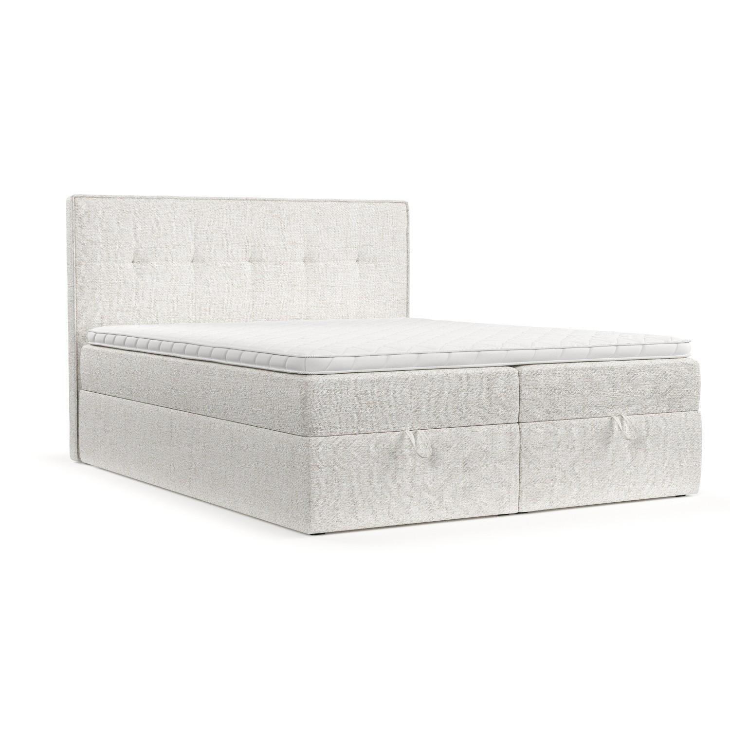 BOXBETT Tivra 160/200 cm Creme im Neve Stoff - Creme/Schwarz, Holz/Holzwerkstoff (160/200cm) - AltaBeds
