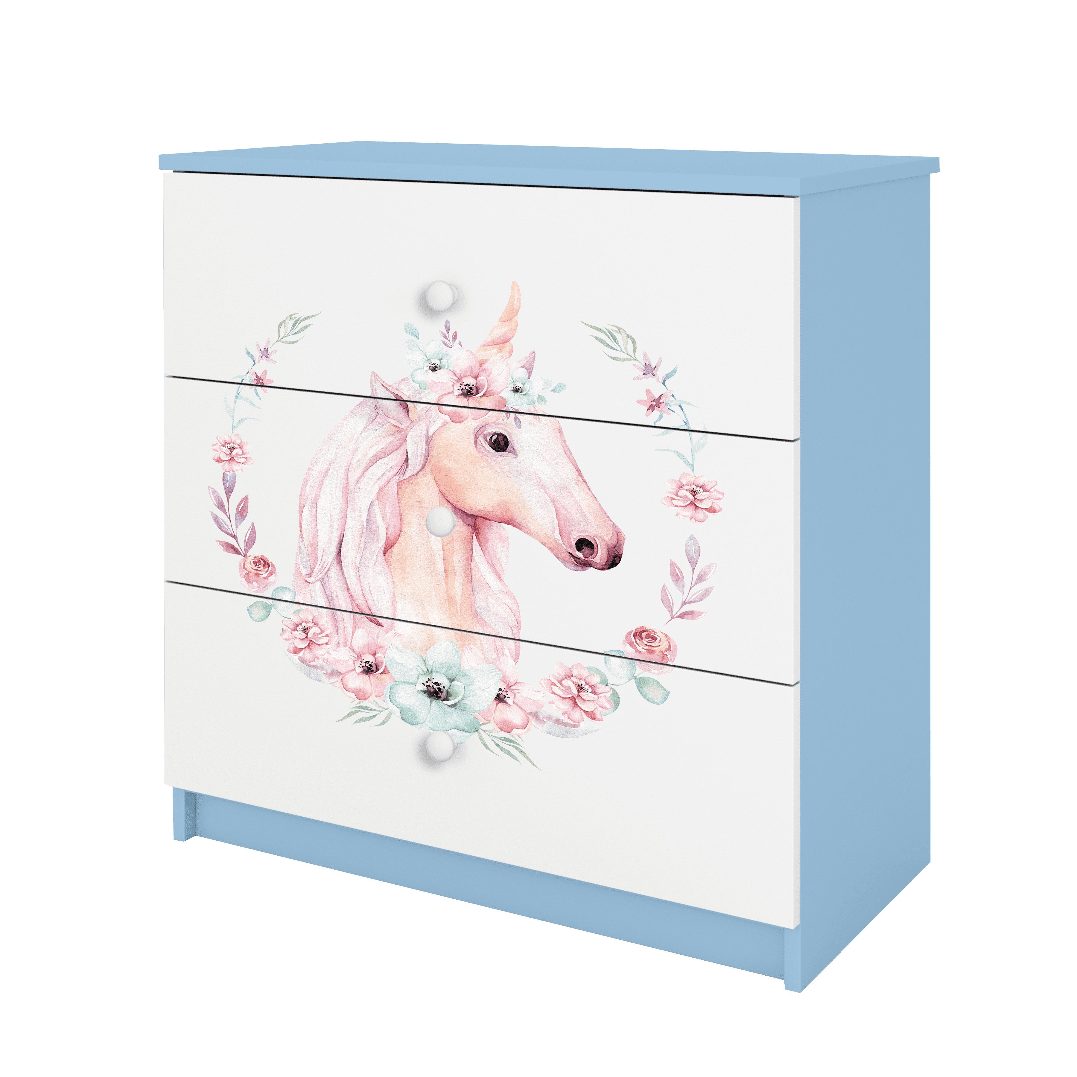 KOMMODE Babydreams Pferd 81/81/41 - Blau, Holzwerkstoff (81/81/41cm) - RAUMHIRSCH FURNITURE