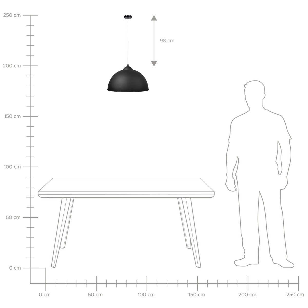 HÄNGELEUCHTE Cetina 40/40/129 cm - Schwarz, Metall (40/40/129cm) - Beliani