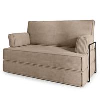 BETTSOFA LADIA aus Schaumstoff Kordstoff Beige Schlaffunktion - Beige, Textil (140/86/60cm) - MASSENO