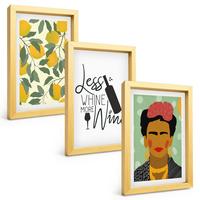 BILDER SET 3er Set - 20x30 cm Goldrahmen - Zitronenweinporträt von Frida - Goldfarben, Kunststoff (20/30cm) - TULUP