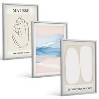 BILDER SET 3er Set - 40x60 cm Silberner Rahmen - Matisses abstrakte Formen - Silberfarben, Kunststoff (40/60cm) - TULUP