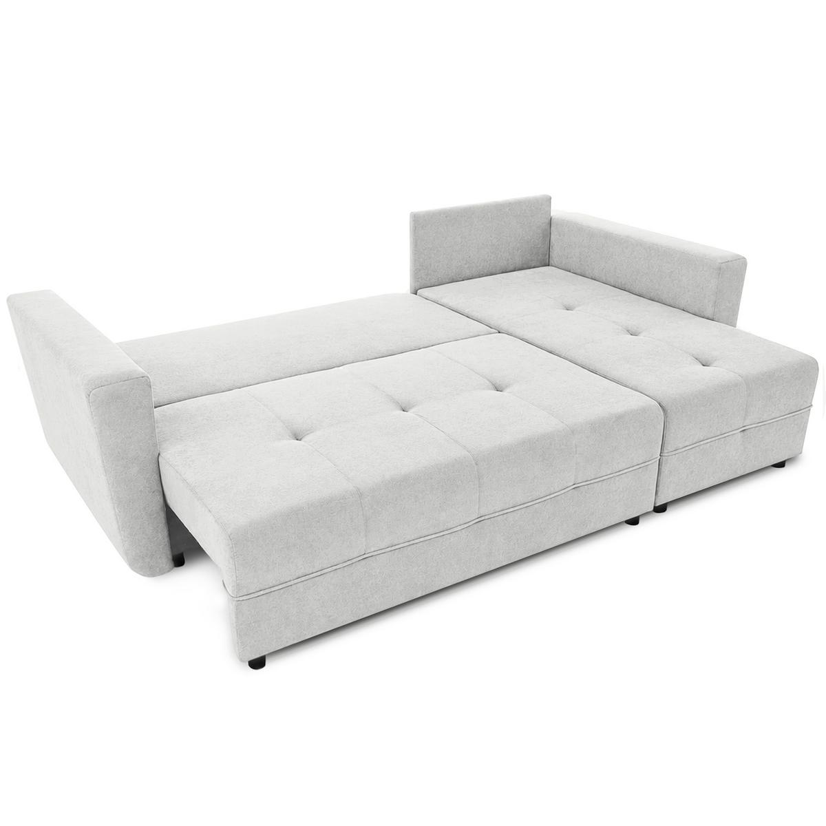 ECKSCHLAFSOFA Verona mit Bettkasten und universeller Ottomane 240 cm, Hellbeige - Beige, Textil (240/148cm) - Beautysofa