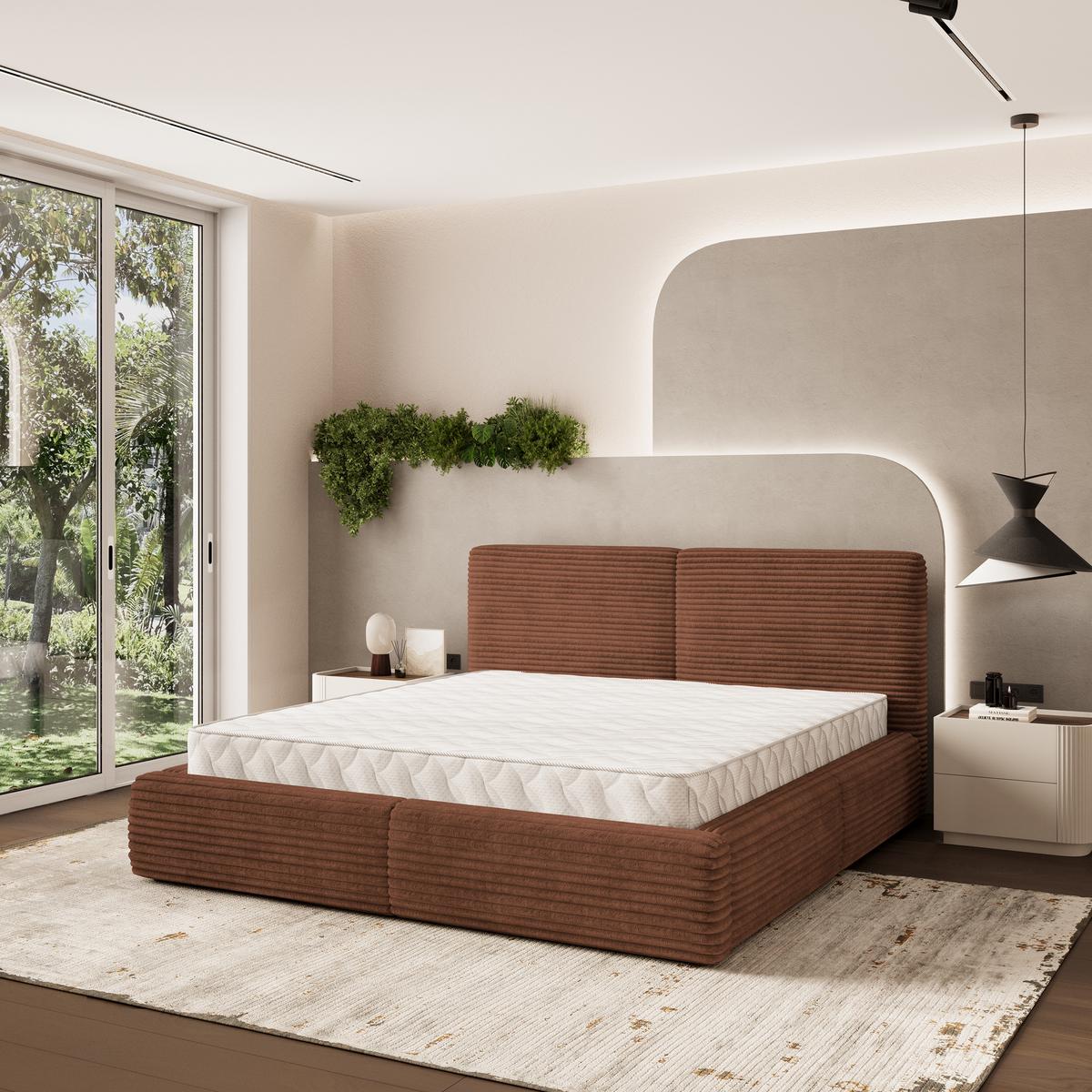 POLSTERBETT FELURO 140x200 cm mit Bettkästen - Braun - Braun, Holz (140/200cm) - MASSENO