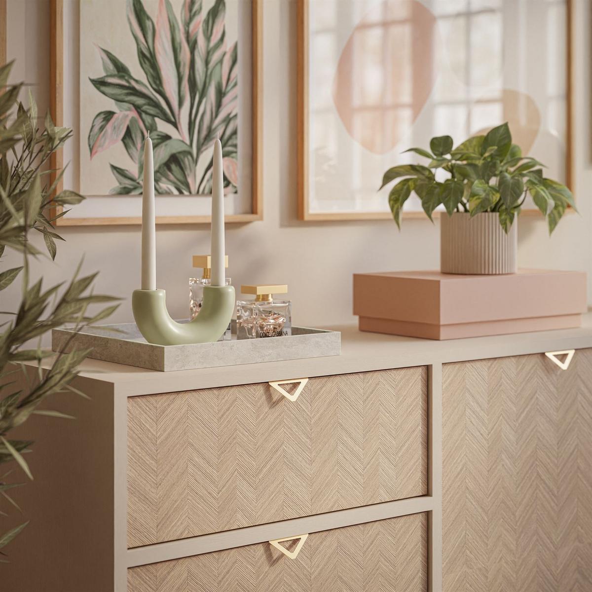 KOMMODE ALOE KSZ158 mit Schubladen Sandbeige - Beige, Holzwerkstoff (158/80/38cm) - Lookway