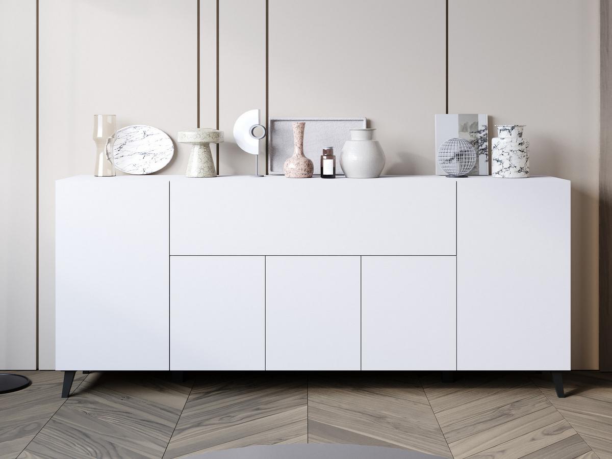 SIDEBOARD Phuket 180 - Schwarz/Weiß, Holzwerkstoff/Kunststoff (180/76/38cm) - MIRJAN24