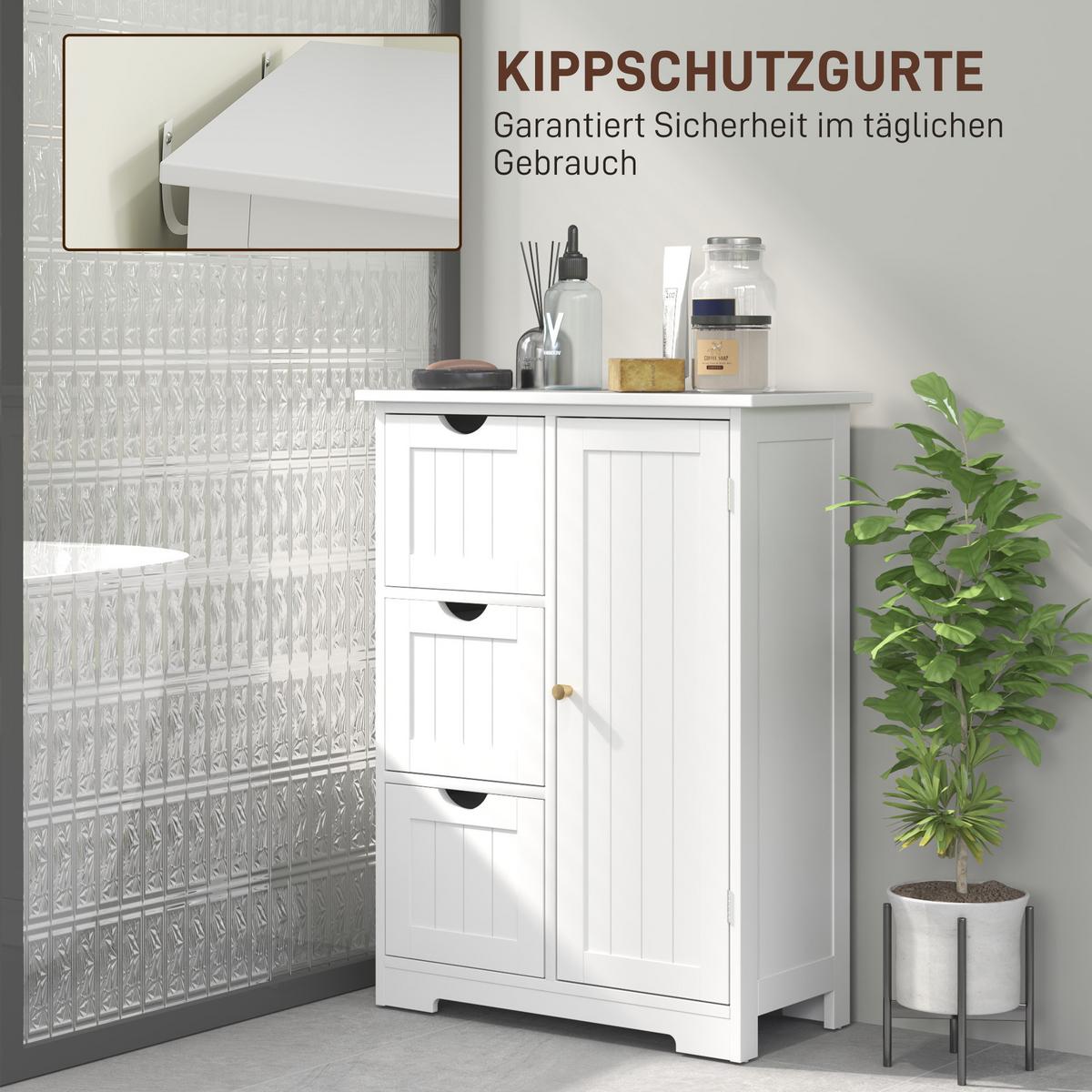 BADEZIMMERSCHRANK MDF Weiß - Weiß, Holzwerkstoff (30/80/60cm) - HOMCOM