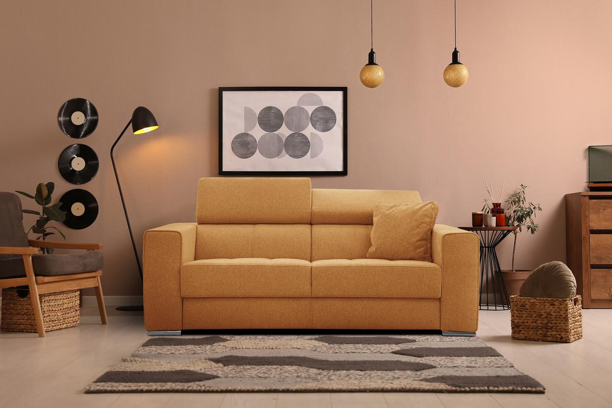 SOFA QUARTZ 3-Sitzer, orange - Orange, Holzwerkstoff/Textil (202/80/102cm) - Wozimo