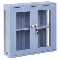 WANDSCHRANK 60 cm Metall Blau Harlyn - Blau, Metall (60/57/18cm) - Beliani