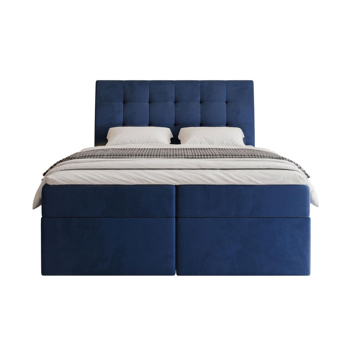 BOXBETT 140x200 cm mit Topper - Blau, Textil (140/200cm) - Idohome