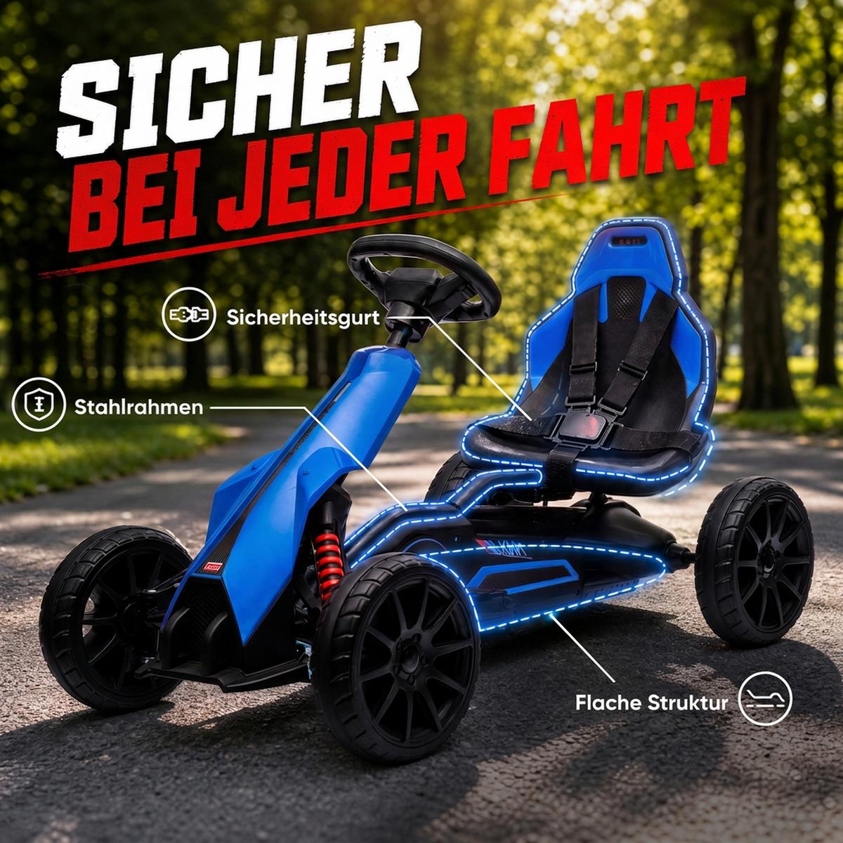 KINDER-ELEKTRO-GOKART Kunststoff Metall Blau - Blau, Kunststoff (100/58/58.5cm) - HOMCOM