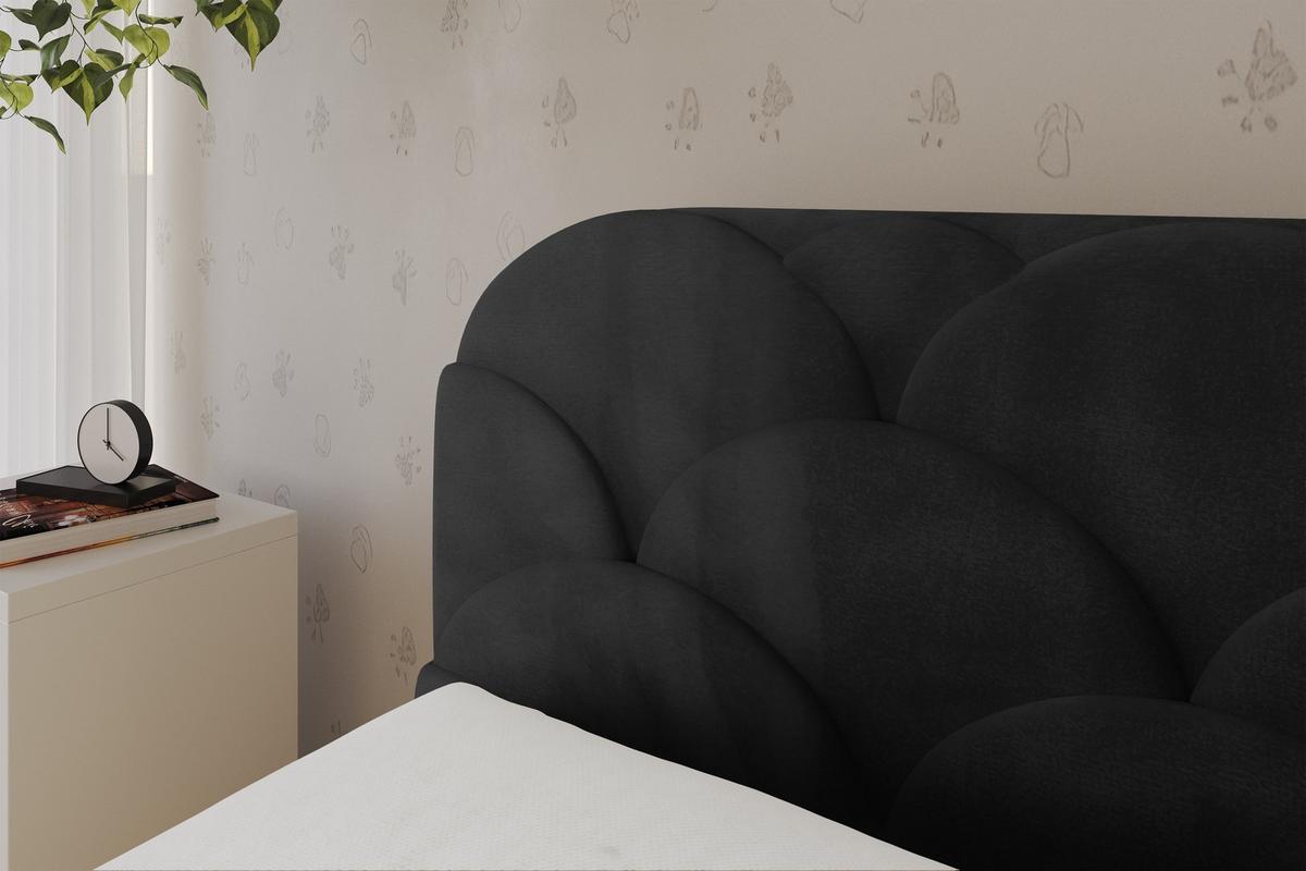 EINZELLBETT Jugendbett mit Bettkasten, Rechts - ELRY 80x200 Schwarz - Anthrazit, Holzwerkstoff/Textil (80/200cm) - ALTDECOR